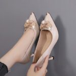 Shallow-mouth single shoes for women 2023 new spring and autumn pointed high heels mid-heel versatile temperament professional stiletto work shoes - Image 6