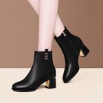 Soft leather short boots for women 2025 new style