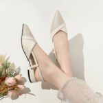Elegant back-sleeve thick heel sandals
